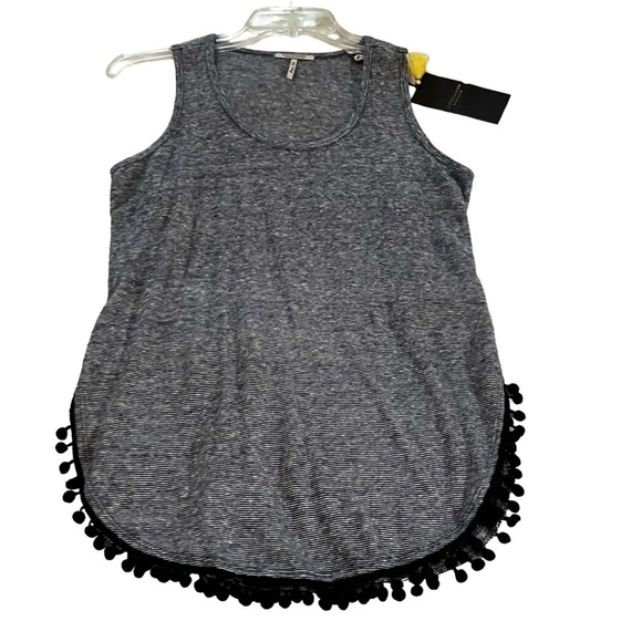 NWT Scotch & Soda Maison Scotch 100% Linen Scoop Neck Pom Pom Fringe Tank Top XS - Picture 4 of 16